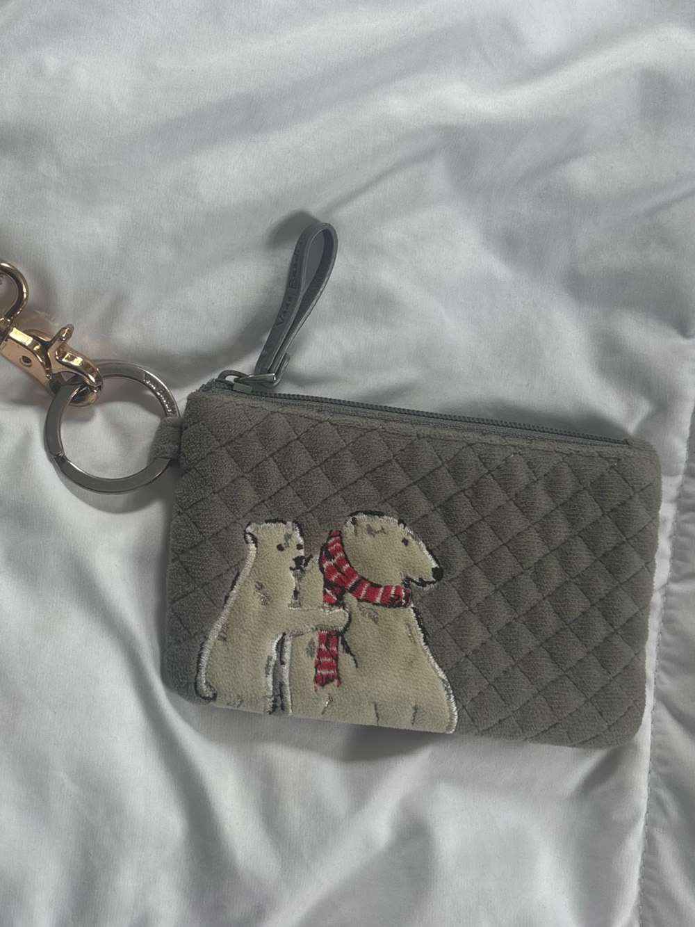 Rare Vera Bradley Quilted Gray Coin Wallet with Bear Patch